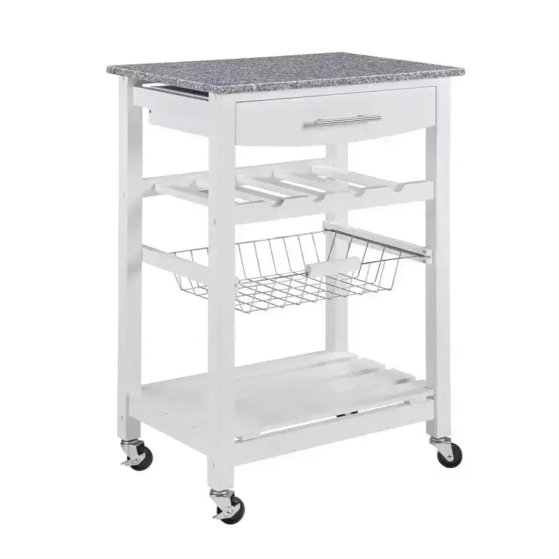 22.5Chariot de service mobile de cuisine sur roulettes avec tiroir et panier de rangement coulissant