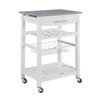 22.5Chariot de service mobile de cuisine sur roulettes avec tiroir et panier de rangement coulissant