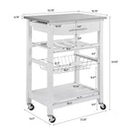 22.5Chariot de service mobile de cuisine sur roulettes avec tiroir et panier de rangement coulissant