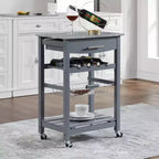 22.5Mobile Rolling Kitchen Island Trolley Serving Cart with Underneath Drawer & Slide-Out Wire Storage Basket