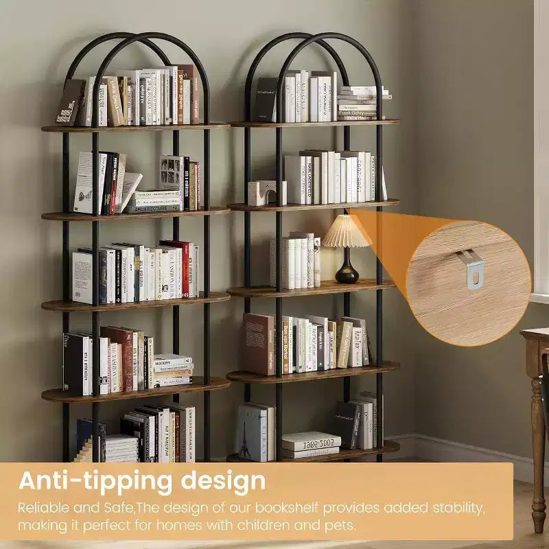 Étagère à livres pliable en métal à 5 niveaux 71, organisateur de rangement portable pour bibliothèque, présentoir autonome, étagère haute pour la maison, le bureau, le salon