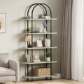 71 5 Tier Metal Collapsible Book Shelf Portable Bookcase Storage Organizer Freestanding Display Rack Tall Shelving for Home Office, Living Room