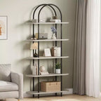 71 5 Tier Metal Collapsible Book Shelf Portable Bookcase Storage Organizer Freestanding Display Rack Tall Shelving for Home Office, Living Room