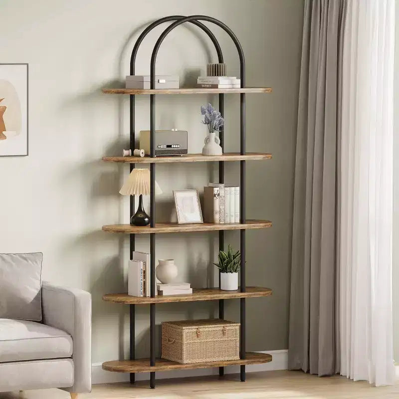 Étagère à livres pliable en métal à 5 niveaux 71, organisateur de rangement portable pour bibliothèque, présentoir autonome, étagère haute pour la maison, le bureau, le salon