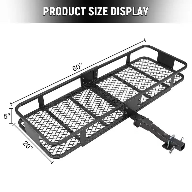 Porte-bagages, panier d'attelage pliable robuste de 90 kg - Support d'attelage de 5 cm pour camping en VUS/camion, acier inoxydable