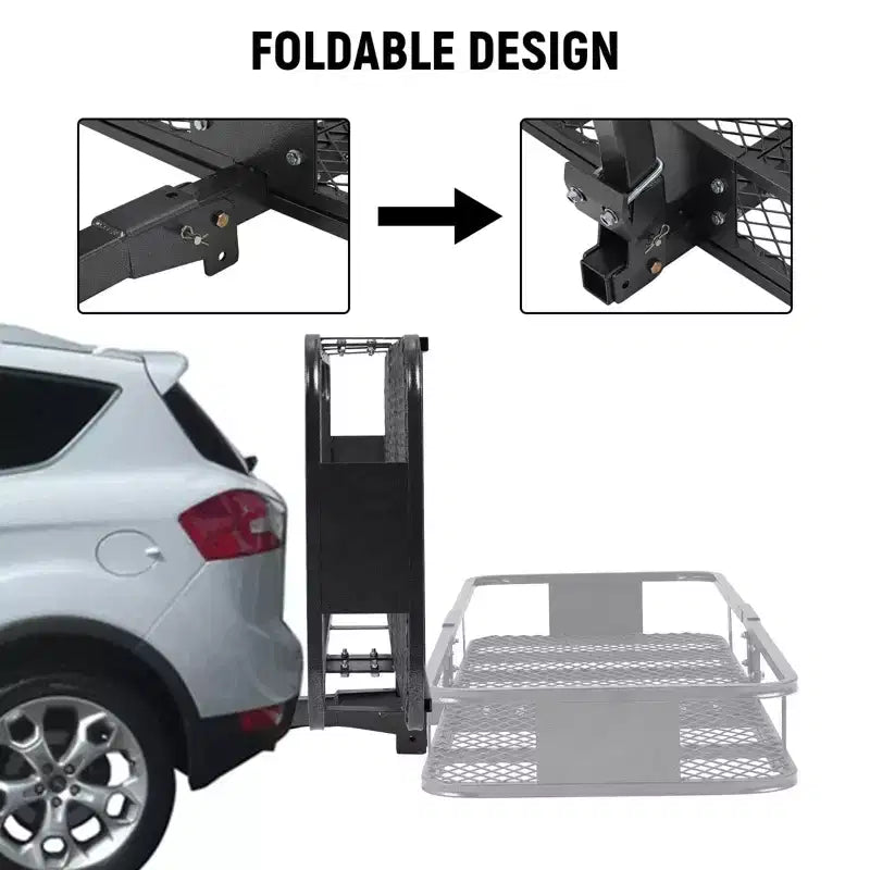 Porte-bagages, panier d'attelage pliable robuste de 90 kg - Support d'attelage de 5 cm pour camping en VUS/camion, acier inoxydable