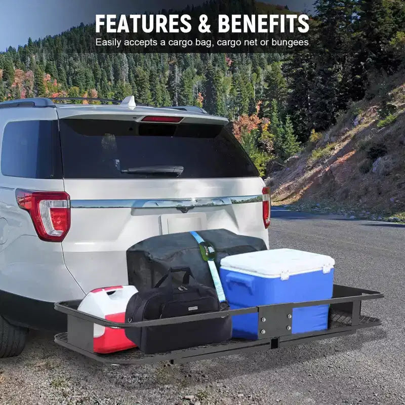 Porte-bagages, panier d'attelage pliable robuste de 90 kg - Support d'attelage de 5 cm pour camping en VUS/camion, acier inoxydable