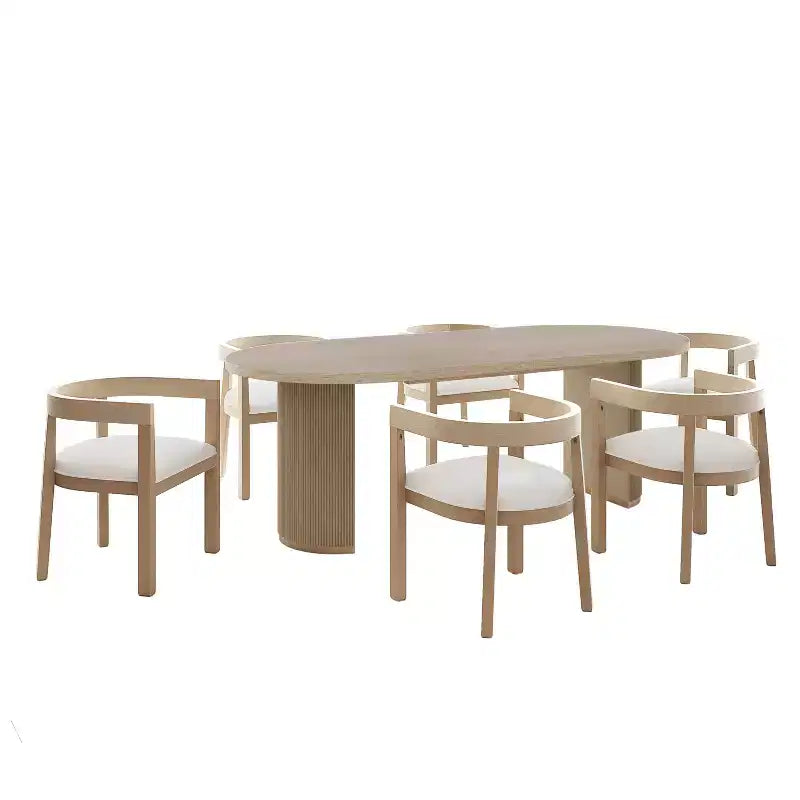 Christopher Knight Home Hart – Ensemble de salle à manger rustique 7 pièces en bois d'hévéa rembourré avec table ovale surdimensionnée