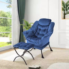 Lot de 2 chaises paresseuses avec pouf, fauteuil de salon moderne, fauteuil de lecture avec poche latérale pour salon, chambre, dortoir et bureau