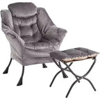 Lot de 2 chaises paresseuses avec pouf, fauteuil de salon moderne, fauteuil de lecture avec poche latérale pour salon, chambre, dortoir et bureau