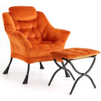 Lot de 2 chaises paresseuses avec pouf, fauteuil de salon moderne, fauteuil de lecture avec poche latérale pour salon, chambre, dortoir et bureau