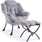 Lot de 2 chaises paresseuses avec pouf, fauteuil de salon moderne, fauteuil de lecture avec poche latérale pour salon, chambre, dortoir et bureau