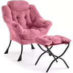 Lot de 2 chaises paresseuses avec pouf, fauteuil de salon moderne, fauteuil de lecture avec poche latérale pour salon, chambre, dortoir et bureau