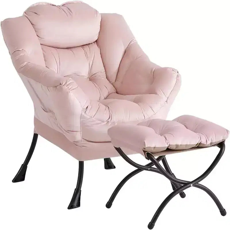 Lot de 2 chaises paresseuses avec pouf, fauteuil de salon moderne, fauteuil de lecture avec poche latérale pour salon, chambre, dortoir et bureau