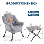 Lot de 2 chaises paresseuses avec pouf, fauteuil de salon moderne, fauteuil de lecture avec poche latérale pour salon, chambre, dortoir et bureau