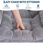Lot de 2 chaises paresseuses avec pouf, fauteuil de salon moderne, fauteuil de lecture avec poche latérale pour salon, chambre, dortoir et bureau