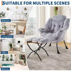 Lot de 2 chaises paresseuses avec pouf, fauteuil de salon moderne, fauteuil de lecture avec poche latérale pour salon, chambre, dortoir et bureau