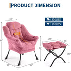 Lot de 2 chaises paresseuses avec pouf, fauteuil de salon moderne, fauteuil de lecture avec poche latérale pour salon, chambre, dortoir et bureau