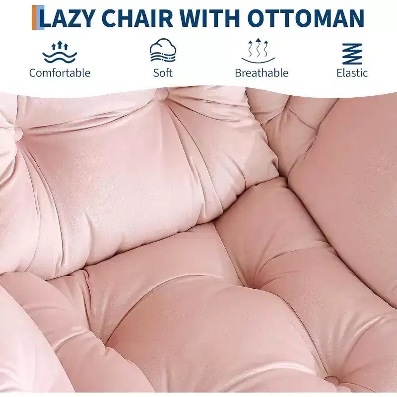 Lot de 2 chaises paresseuses avec pouf, fauteuil de salon moderne, fauteuil de lecture avec poche latérale pour salon, chambre, dortoir et bureau