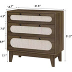 Commode à 3 tiroirs en rotin 31 - Armoire de rangement moderne pour chambre et salon
