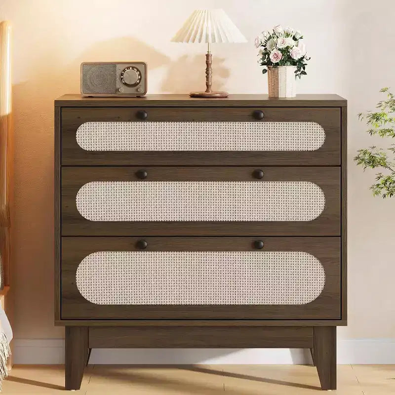 Commode à 3 tiroirs en rotin 31 - Armoire de rangement moderne pour chambre et salon