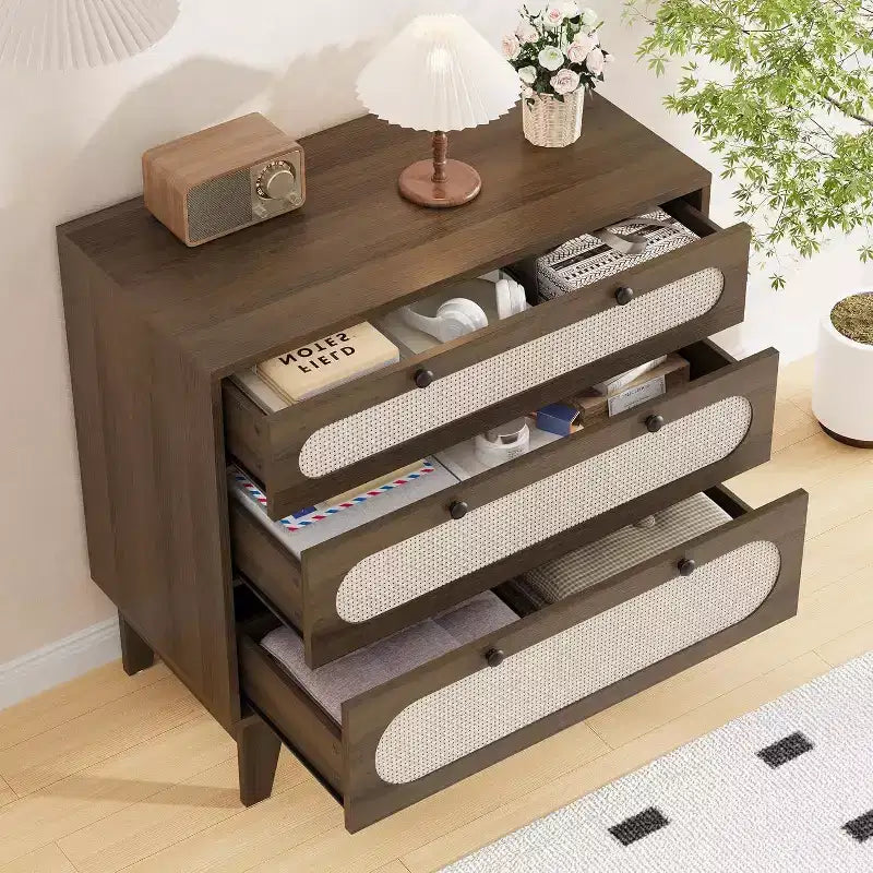 Commode à 3 tiroirs en rotin 31 - Armoire de rangement moderne pour chambre et salon