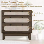 Commode à 3 tiroirs en rotin 31 - Armoire de rangement moderne pour chambre et salon