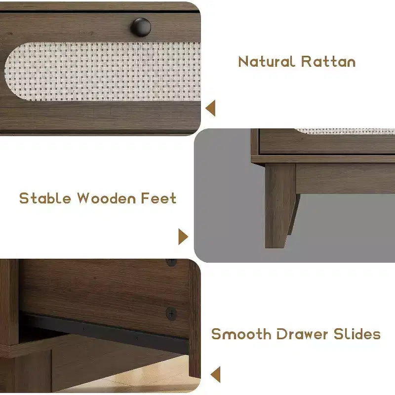 Commode à 3 tiroirs en rotin 31 - Armoire de rangement moderne pour chambre et salon