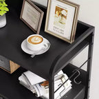 Commode Acekool à 5 tiroirs, organisateur de rangement de chambre avec bacs en tissu, dessus en bois, cadre en acier, poignées faciles à tirer, entrée, couloir