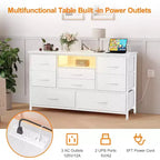 Meuble TV Acekool à 8 tiroirs avec prise, commode-console TV pour téléviseur de 50 pouces, pieds réglables, organiseur de rangement