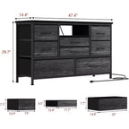 Meuble TV Acekool à 8 tiroirs avec prise, commode-console TV pour téléviseur de 50 pouces, pieds réglables, organiseur de rangement