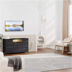Meuble TV Acekool à 8 tiroirs avec prise, commode-console TV pour téléviseur de 50 pouces, pieds réglables, organiseur de rangement