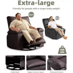 Fauteuil inclinable pivotant Acekool Oversized, large fauteuil inclinable manuel en cuir PU avec accoudoirs et dossier moelleux, pivotant à 360° pour salon, chambre, marron