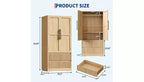 Acekool Armoire penderie en bois, armoire autonome à 2 portes avec tiroirs, étagères et tringle de suspension pour chambre à coucher