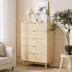 Commodes à 5 tiroirs, commodes de placard cannelées modernes, commode de rangement en bois