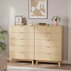 Commodes à 5 tiroirs, commodes de placard cannelées modernes, commode de rangement en bois