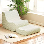 Pouf Costway avec repose-pieds, éponge haute élasticité, base antidérapante et housse en velours vert/marron