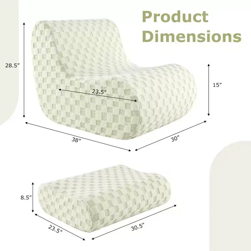 Pouf Costway avec repose-pieds, éponge haute élasticité, base antidérapante et housse en velours vert/marron