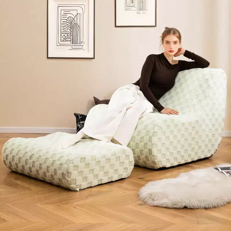 Pouf Costway avec repose-pieds, éponge haute élasticité, base antidérapante et housse en velours vert/marron