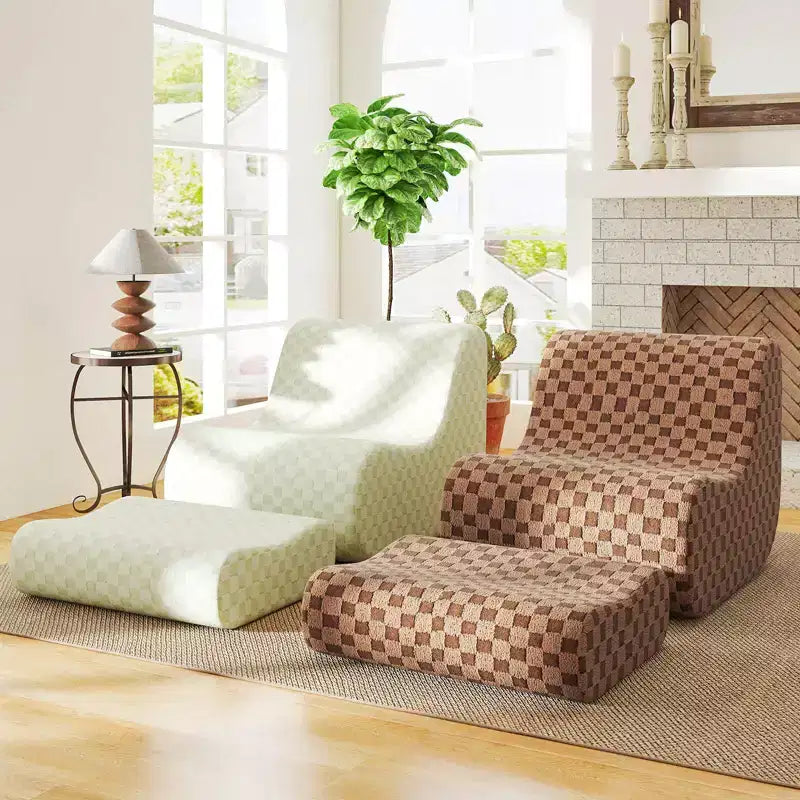 Pouf Costway avec repose-pieds, éponge haute élasticité, base antidérapante et housse en velours vert/marron