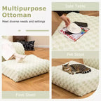 Pouf Costway avec repose-pieds, éponge haute élasticité, base antidérapante et housse en velours vert/marron