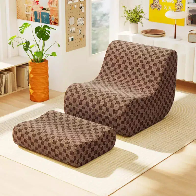 Pouf Costway avec repose-pieds, éponge haute élasticité, base antidérapante et housse en velours vert/marron