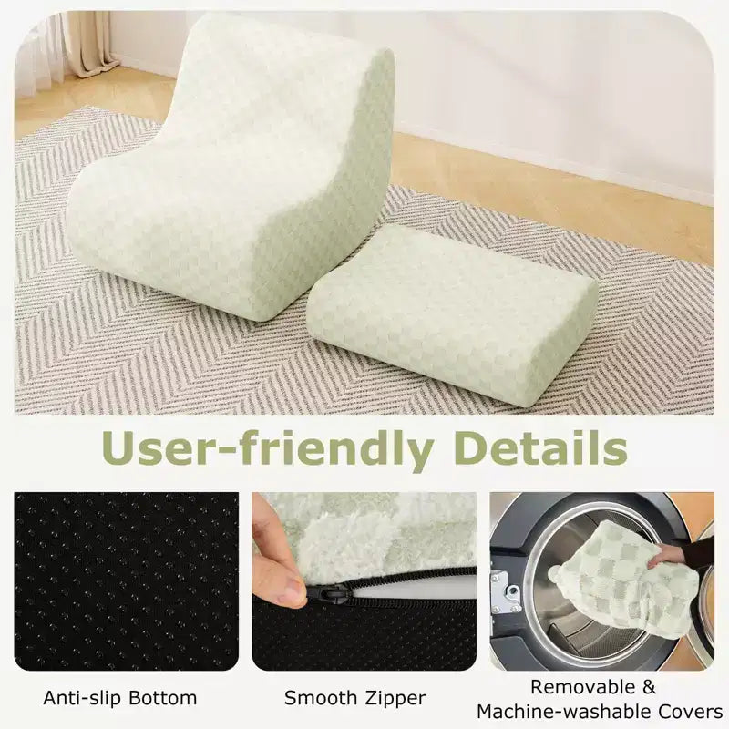 Pouf Costway avec repose-pieds, éponge haute élasticité, base antidérapante et housse en velours vert/marron