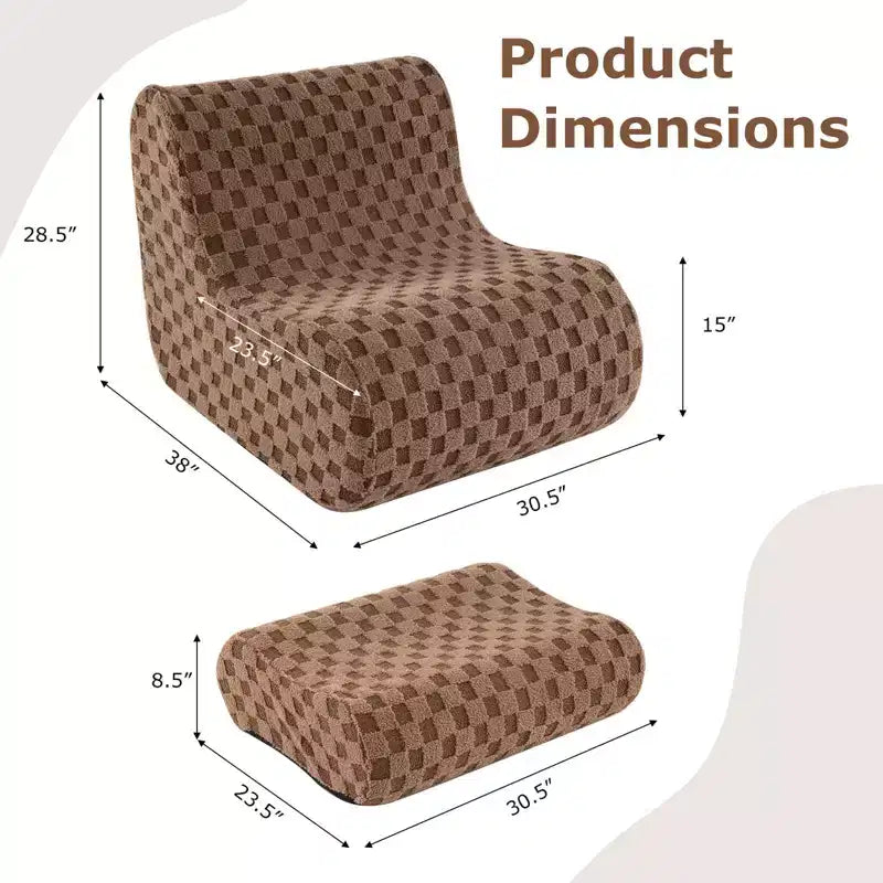 Pouf Costway avec repose-pieds, éponge haute élasticité, base antidérapante et housse en velours vert/marron