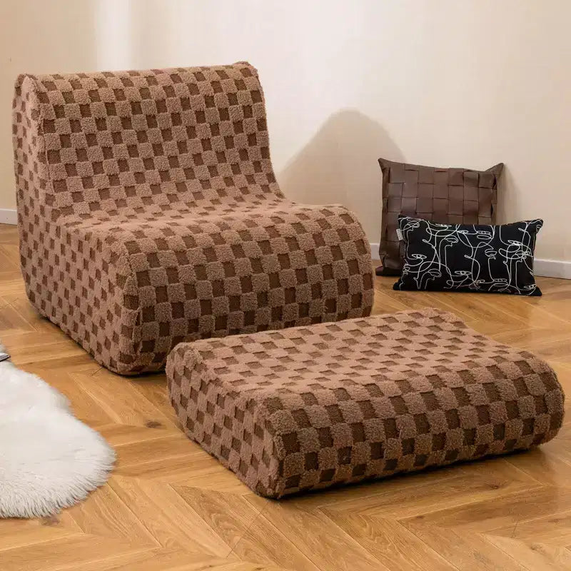 Pouf Costway avec repose-pieds, éponge haute élasticité, base antidérapante et housse en velours vert/marron