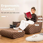 Pouf Costway avec repose-pieds, éponge haute élasticité, base antidérapante et housse en velours vert/marron