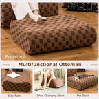 Pouf Costway avec repose-pieds, éponge haute élasticité, base antidérapante et housse en velours vert/marron