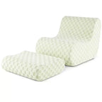 Pouf Costway avec repose-pieds, éponge haute élasticité, base antidérapante et housse en velours vert/marron