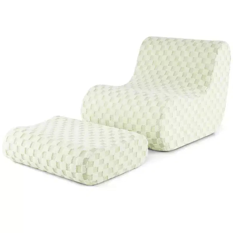 Pouf Costway avec repose-pieds, éponge haute élasticité, base antidérapante et housse en velours vert/marron