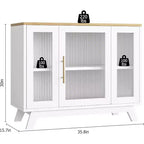 Buffet de salle à manger, buffet de rangement de 91 cm avec étagères réglables et porte en verre cannelé, bar à café moderne, table pour la cuisine, la salle à manger
